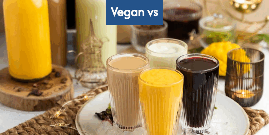 Assortment of vegan and vegetarian supplement bottles and pills.