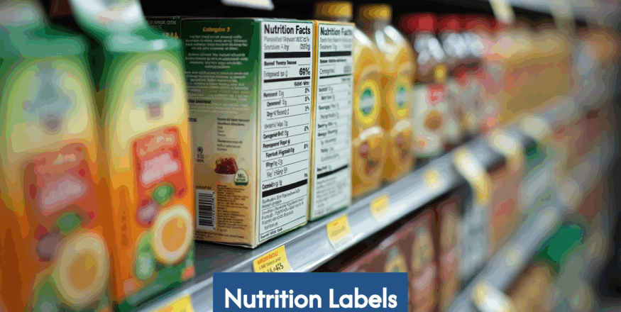 Close-up of a nutrition facts label on a food package.