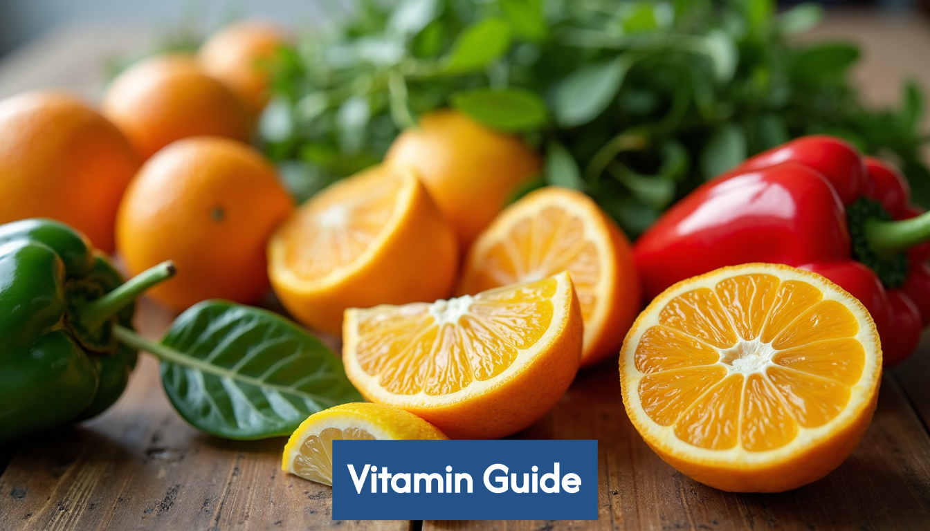 Assortment of Vitamin C rich fruits and vegetables.