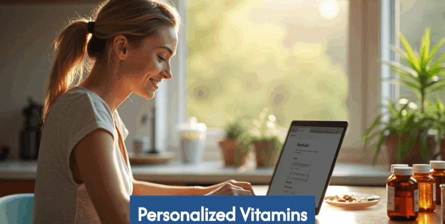 Person taking vitamin quiz at home