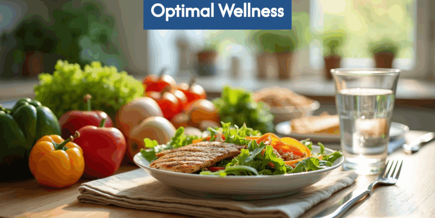 Fresh healthy meal with vegetables and grains