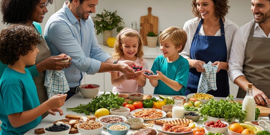 natural sources of vitamins, healthy foods, diverse people cooking